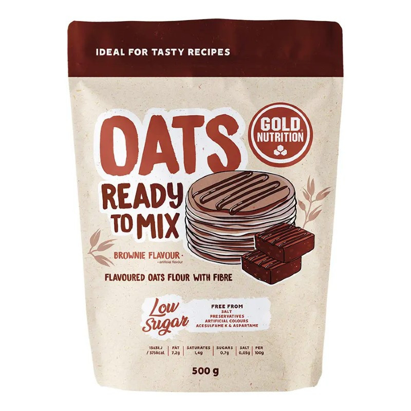Suplemento deportivo de harina de avena Oats Ready to Mix Brownie 500g, Goldnutrition