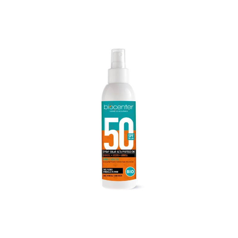 Spray solar SPF 50 hipoalergénico, Biocenter - Productos Ecológicos