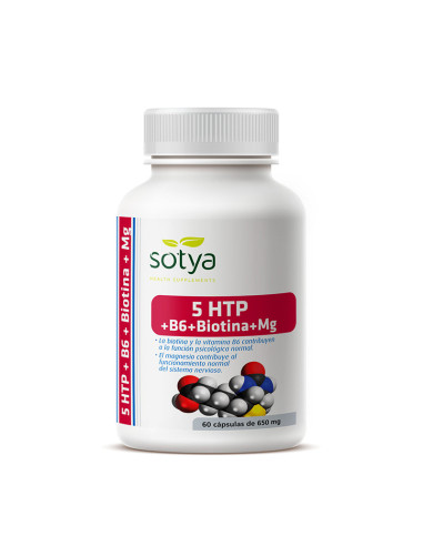 Triptofano 5HTP+B6+Biotina+Mg 60 capsule GHF, Sotya