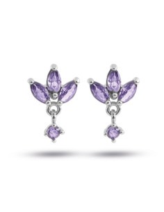 Pendientes Largos Acero con cristales morados - Dorotea, Margutta