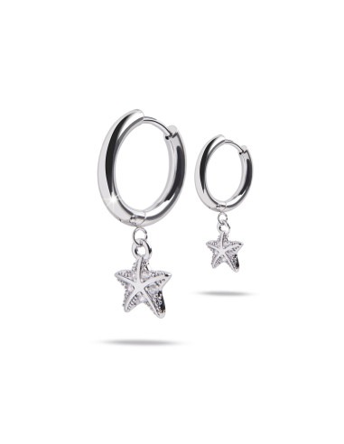 Pendientes hipoalergénicos Aro plata con Estrella de Mar, Jewels