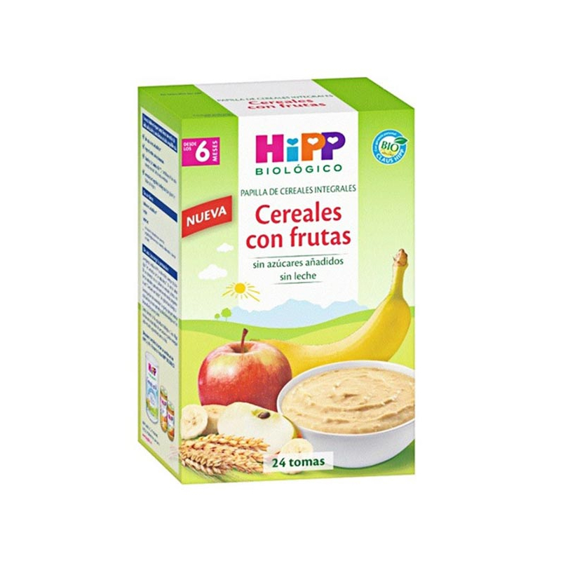 PAPILLAS CEREALES CON FRUTAS BIO 600G HIPPPapilla biológica de cereales con frutas sin azúcares añadidos* 	 ingredientes selecci